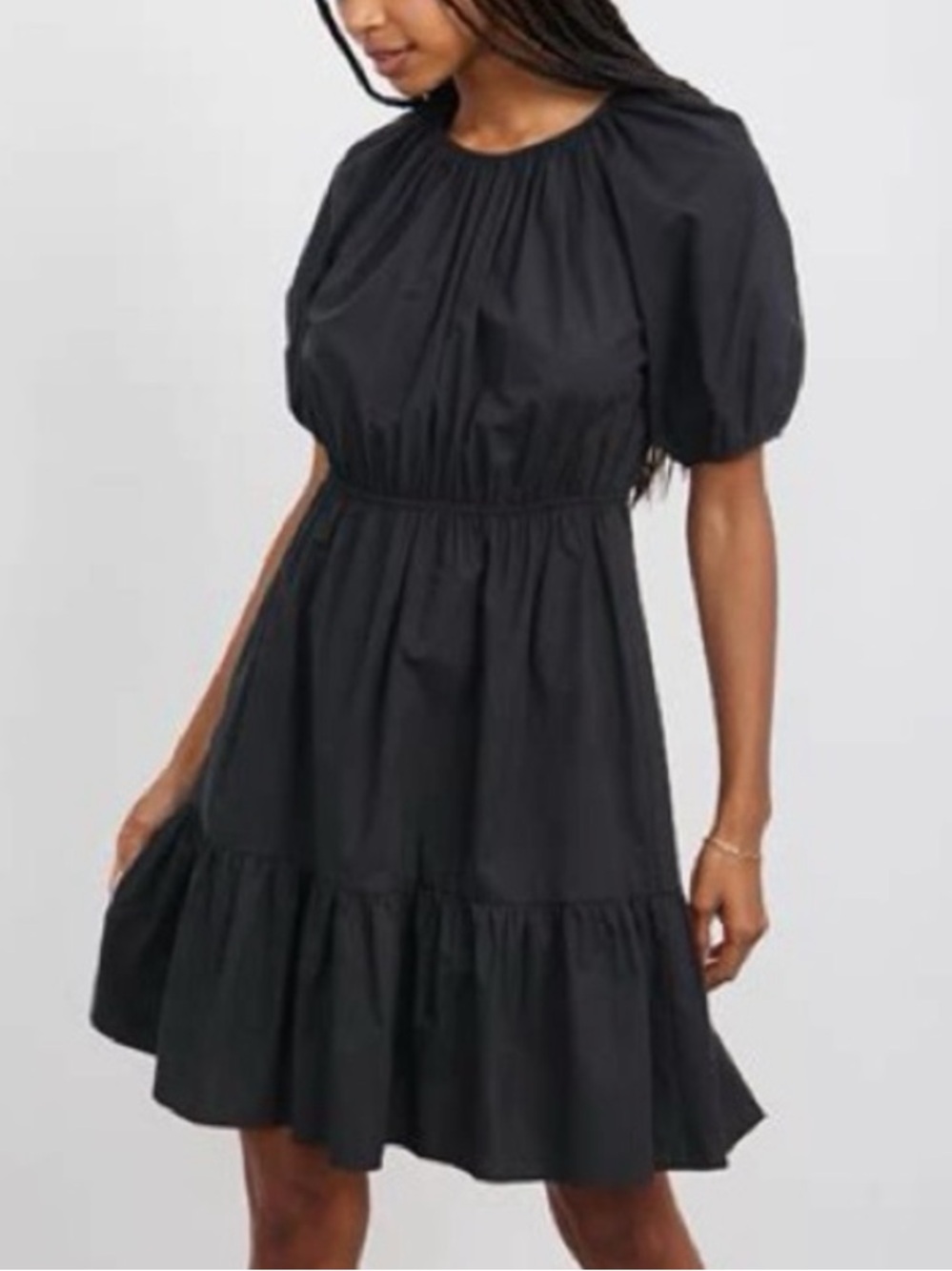 Rails ‘Khloe’ cotton blend puff sleeve tiered dress black S
